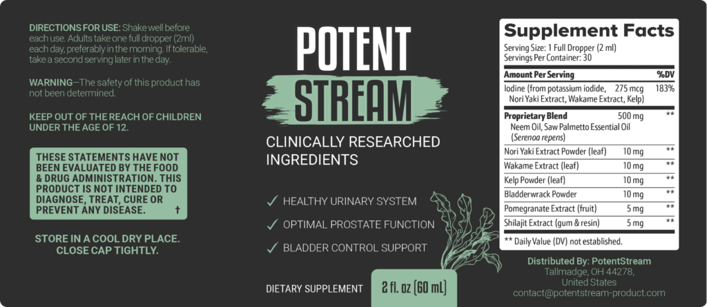 PotentStream is a dietary supplement designed to support prostate health, particularly for men who may be experiencing issues related to the prostate gland. The supplement typically contains a blend of natural ingredients known for their benefits in promoting prostate health, such as saw palmetto, beta-sitosterol, zinc, and other essential nutrients. These components work together to help reduce symptoms like frequent urination, support urinary tract health, and maintain overall prostate function. PotentStream is marketed to men who want to maintain their prostate health as they age, potentially reducing the risk of conditions like benign prostatic hyperplasia (BPH). Regular use of PotentStream may contribute to a healthier prostate and improved quality of life.